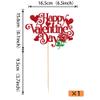 1 Pack Happy Valentines Day Cake Topper Glitter Rose Flower Sweet Heart Love alentines Cake Pick for Happy Valentine's Day Engagement Bridal Shower Birthday Party Cake Decorations Supplies Red view 2