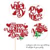 1 Pack Happy Valentines Day Cake Topper Glitter Rose Flower Sweet Heart Love alentines Cake Pick for Happy Valentine's Day Engagement Bridal Shower Birthday Party Cake Decorations Supplies Red view 3