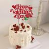 1 Pack Happy Valentines Day Cake Topper Glitter Rose Flower Sweet Heart Love alentines Cake Pick for Happy Valentine's Day Engagement Bridal Shower Birthday Party Cake Decorations Supplies Red view 4