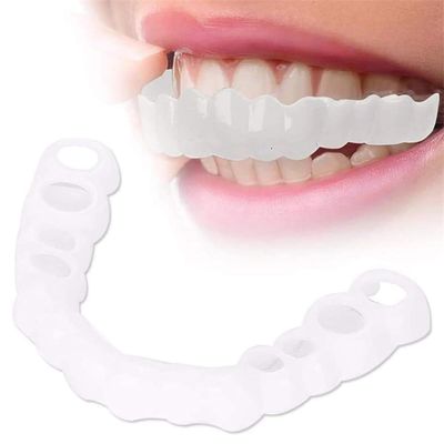 Dazzluxe 2 Pairs Teeth Veneers Instant Veneers Dentures, Smile Fake Teeth Veneer for Missing Teeth, Temporary Cosmetic Teeth, Comfort Fit Snap on Veneers Teeth for Men Women