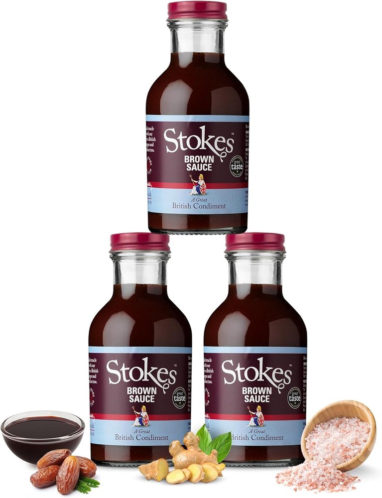 Stokes Real Brown Sauce 3PK, Rich & Spicy Brown Sauce, Perfect For Bacon Sandwiches, Award Winning Brown Sauce, Sweet & Tangy Sauce, Beautifully Balanced Flavour, 320g Glass Bottle
