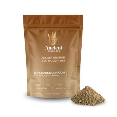 Ancient Extracts Lions Mane Mushroom Extract Powder - 2000mg Servings - GMO Free, Gluten Free, Vegan - Cognitive Function, Focus, Digestive Support - Superfood, Nootropic (60g)