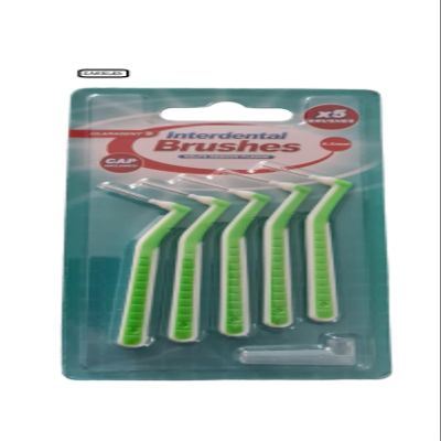 Angle Interdental Brushes (0.5mm - Size 2) / Easy and Simple Interspace Cleaning with Long Handle and Angled Neck / 1 x 6 Brushes