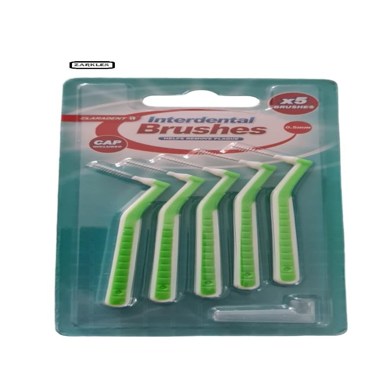 Angle Interdental Brushes (0.5mm - Size 2) / Easy and Simple Interspace Cleaning with Long Handle and Angled Neck / 1 x 6 Brushes
