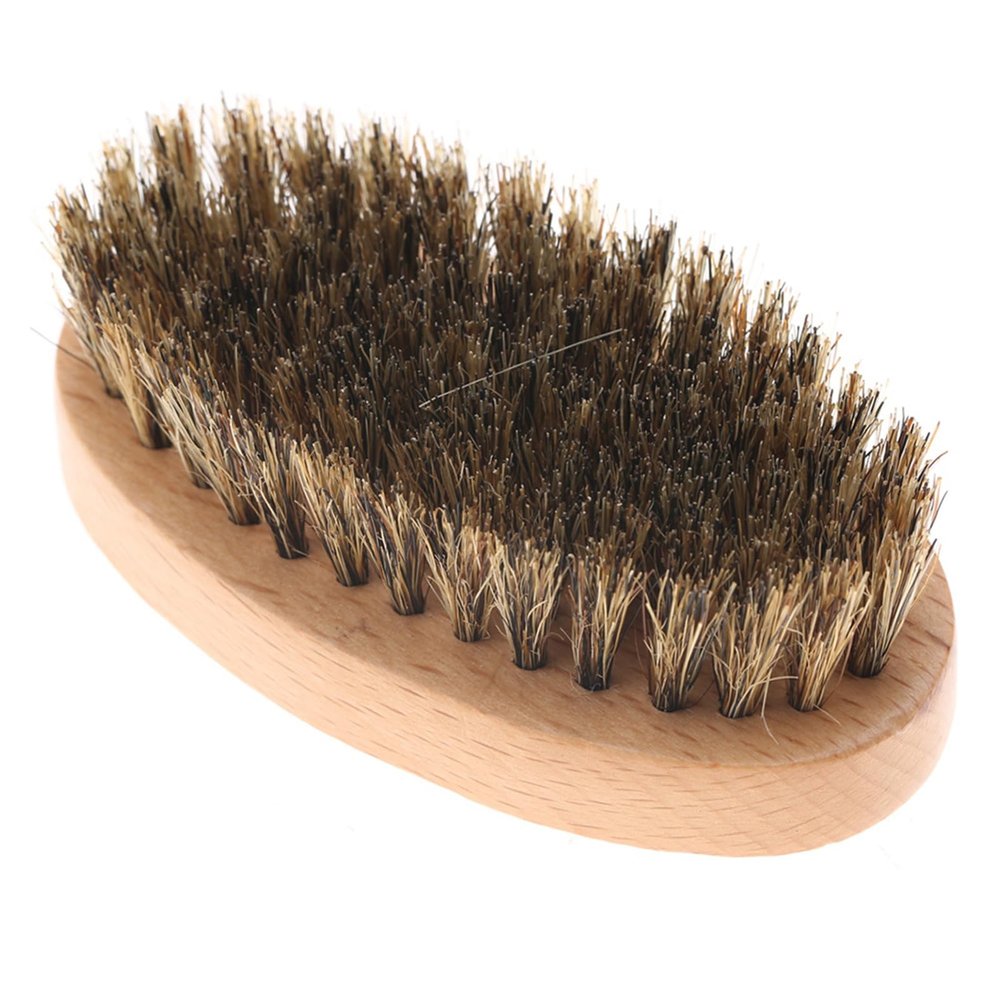 ANKROYU Men Face Hair Cleaninged Brush, Portable Hair Moustache Kit Moustache Oval Beard Shaving Massage Brush, Bristles to Soften Your Facial Hair