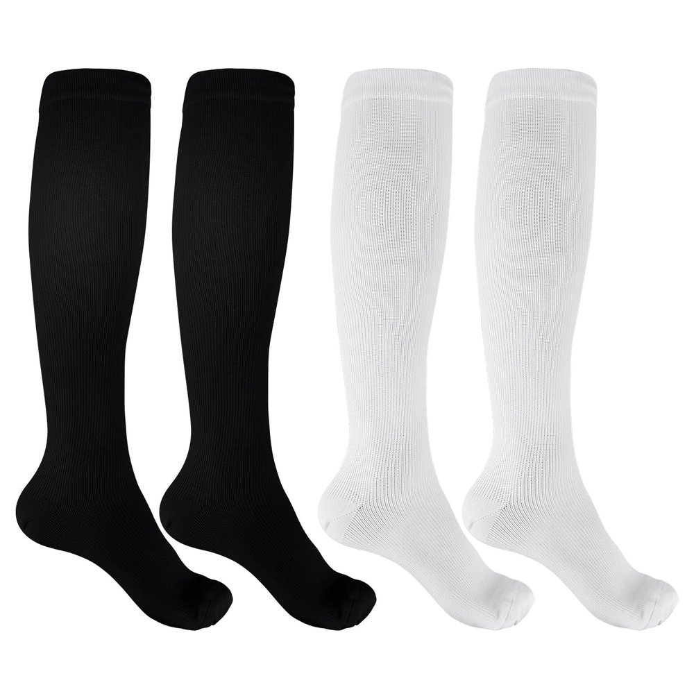 Jeffdad 2 Pairs Compression Socks for Women Men, 15-25mmHg Knee High Compression Stockings for Sport, Medical Compression Flight Socks for Nurses Running Flying Pregnancy Travel(L-XL)