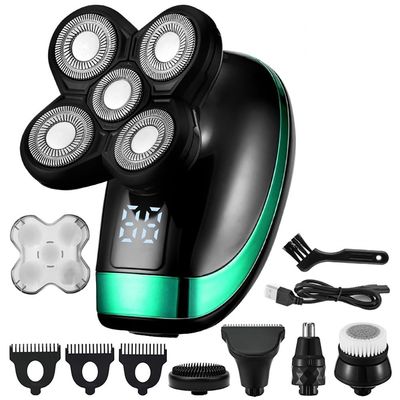 Electric Razor for Men, 5 in 1 Rechargeable Electric Shaver Five Floating Heads Razors Hair Clipper Nose Ear Hair Trimmer Men Facial Cleaning Brush