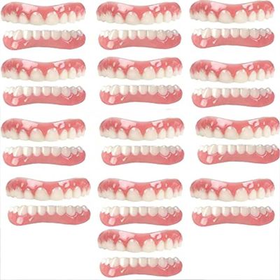 False Teeth Reusable Silica Gel Veneers Top and Bottom Instant Veneers Fake Teeth Smile Veneers Cosmetic Teeth Whitening Temporary Prosthesis Teeth for Men Women,01,13PCS