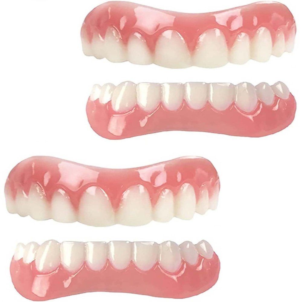 Dental Prosthesis Teeth Comfortable False Teeth Veneers Top and Bottom Instant Veneers Fake Teeth Instant Smile Veneers Cosmetic Teeth Whitening Temporary Prosthesis Teeth,01,2PCS