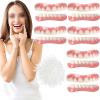 False Teeth Reusable Silica Gel Veneers Top and Bottom Instant Veneers Fake Teeth Smile Veneers Cosmetic Teeth Whitening Temporary Prosthesis Teeth for Men Women,01,6PCS view 1