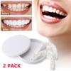 Dazzluxe 2 Pairs Fake Teeth, Temporary Cosmetic Upper & Lower Veneers Teeth, Instant Confident Smile Silicone Dentures Whitening False Teeth Veneers for Men Women Cover Missing Teeth view 2