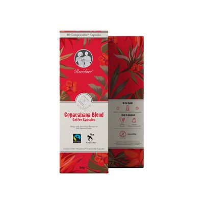Copacabana Fairtrade Compostable Coffee Capsules - Compatible with Nespresso (60 Capsules - 6 packs of 10)