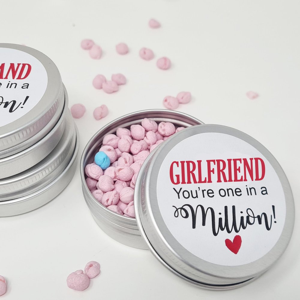 Personalised Valentine Gift - for Him Her Boyfriend Husband Girlfriend You're One In A Million Happy Birthday, Valentines Thank you - Girlfriend (Pink & 1 Blue)