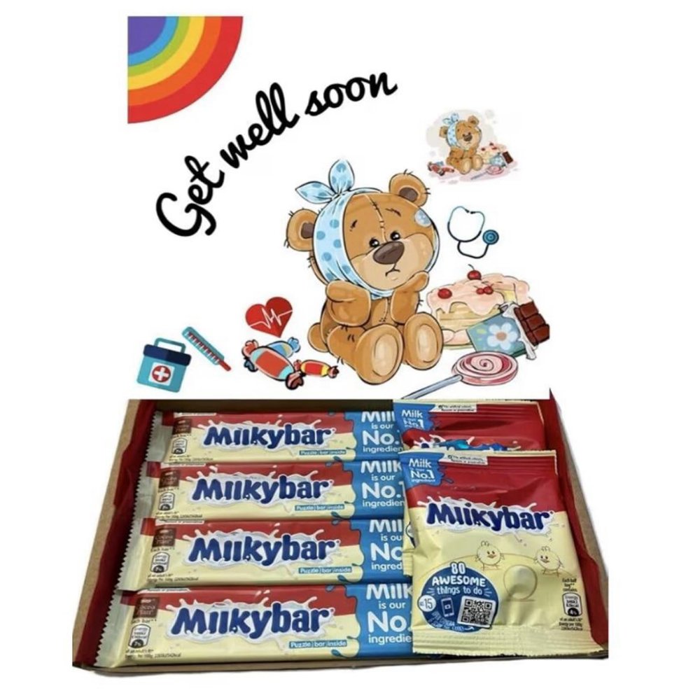 Child's Kids Get Well Soon Gift Pick n Mix White Chocolate Hamper Present