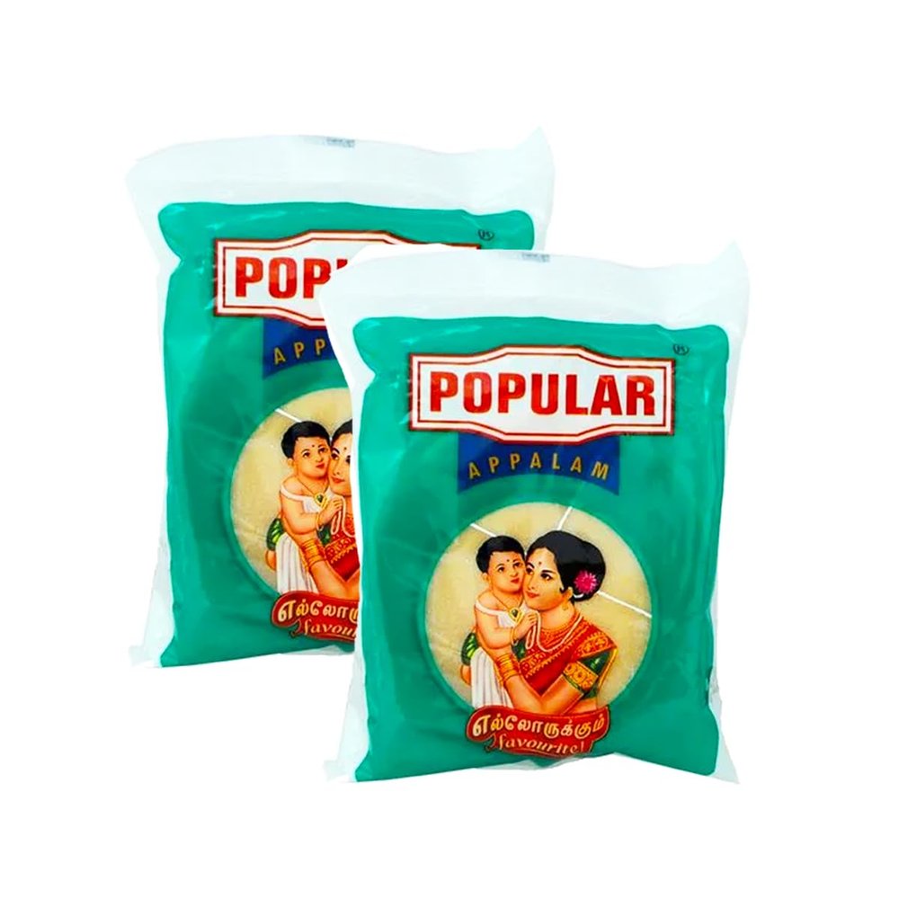 Popular Appalam Crispy And Crunchy Pappadams Authentic Indian Snack, Thin And Flavourful Appalam, Perfect Crunch For Every Bite Favourite For All 80G Multiple Packs (Pack Of 2)