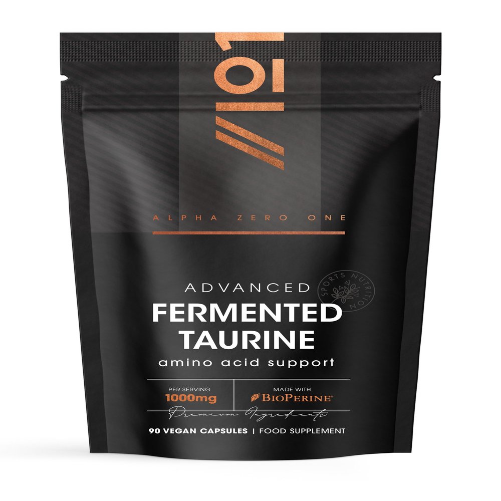 Fermented L-Taurine 1000mg with BioPerine - 90 Vegan Capsules - High Strength Energy & Endurance Sports Supplement - 3 Months Supply by Alpha01