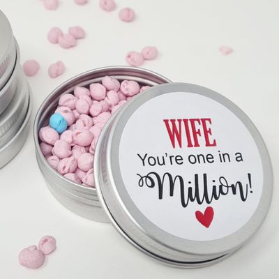Personalised Valentine Gift - for Him Her Boyfriend Husband Girlfriend You're One In A Million Happy Birthday, Valentines Thank you - Wife (Pink & 1 Blue)