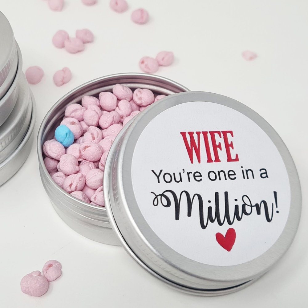 Personalised Valentine Gift - for Him Her Boyfriend Husband Girlfriend You're One In A Million Happy Birthday, Valentines Thank you - Wife (Pink & 1 Blue)