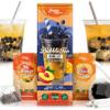 INSPIRE FOOD Bubble Tea Kit - Blueberry Boba 100g, Peach Syrup & Mango Syrup 30ml, 4 Straws + 2 Jasmine Tea Bags | Vegan, Gluten-Free, No Artificial Colors view 1