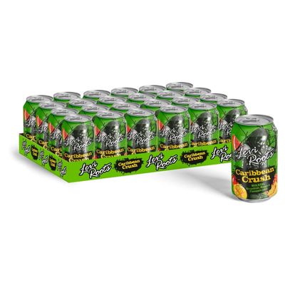 Levi Roots Caribbean Crush  Sparkling Fruit Juice Drink  Grapefruit, Mango & Pineapple  24 x 330ml Cans  Vegetarian  Tropical Flavour  Party & Vending Pack