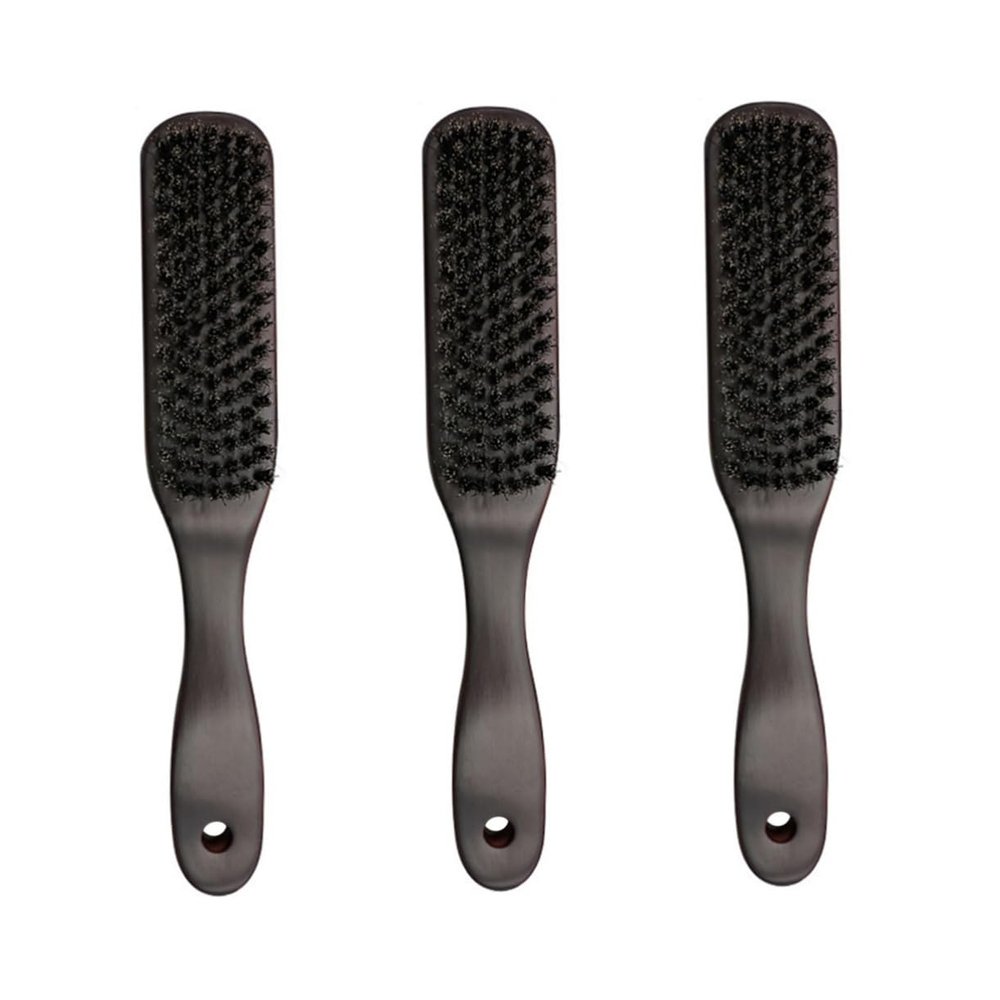 minkissy 3 Pcs Men's Beard Brush Styling Cleaning Pig Bristles Wooden Handle Portable for Travel Perfect Present for Bearded Gentleman