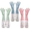 ACMEDE Rubber Cleaning Gloves, Washing Up Gloves Kitchen Dishwashing, Latex Free Long Cuff Cotton Lined Household Gloves for Laundry, Gardening 3 Pairs view 1