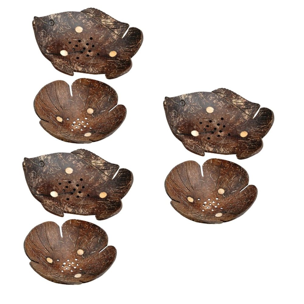Alipis 6pcs Coconut Soap Container Pet Food Bowl Home Bathroom Soap Holder Dish for Elephant Drainage
