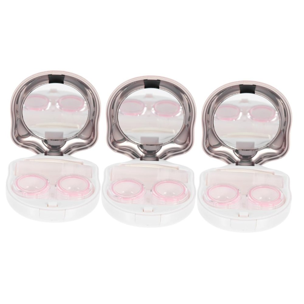 Healeved 3sets Lovely Shape Contact-Lens Box Travel Contact-Lens Holder Case Home Supply Contact-Lens Case