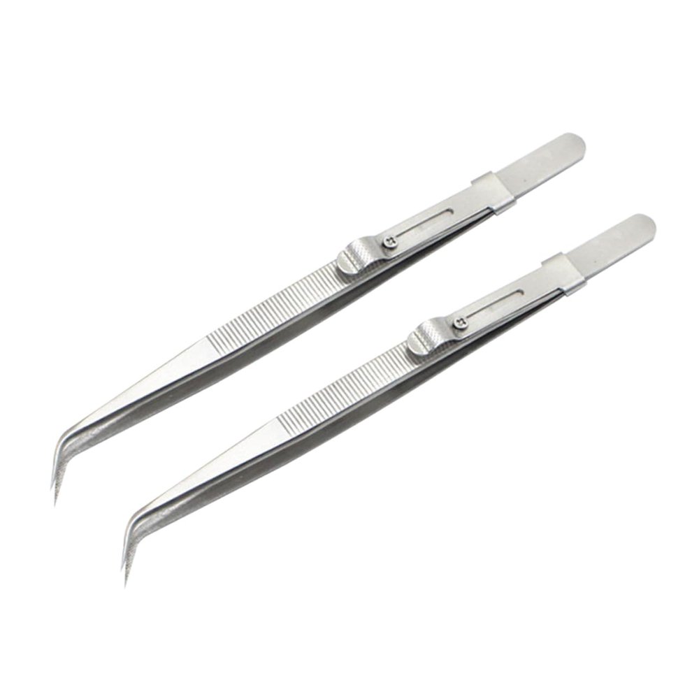 Angoily 2pcs Steel Elbow Set Multifunctional Pointed Kit for Jewelry Repair and Manicure Use Professional Holding Tools Clips