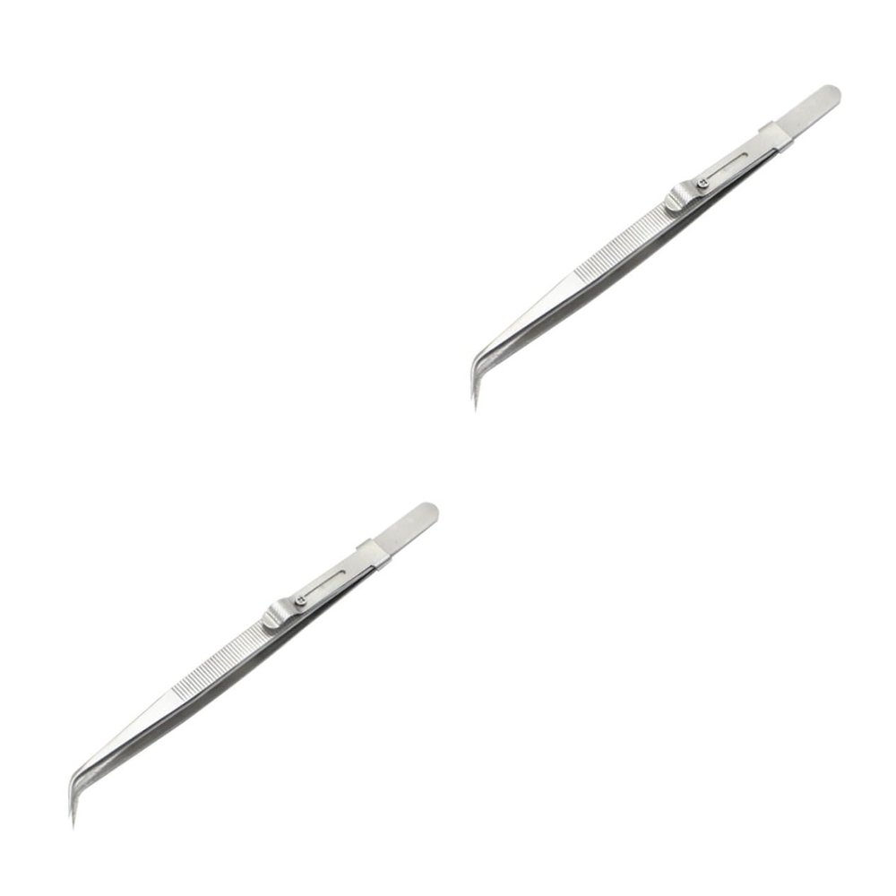 Angoily 2pcs Thickened Pointed Tweezers Kit Steel Tweezers for Jewelry Making DIY Crafts and Manicure Use