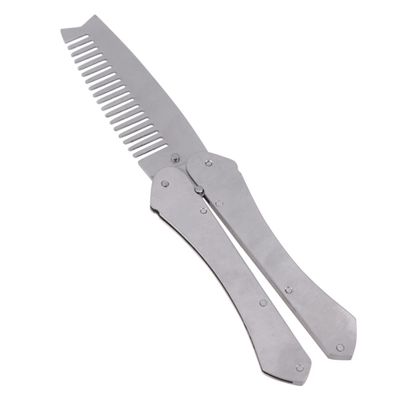 Angoily Stainless Steel Beard Comb and Mustache Brush, Anti-static Mens Grooming Tool for Home and Barber Use, Portable Folding Beard Combs for Travel and Daily Facial Hair Care