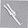 Angoily Stainless Steel Beard Comb and Mustache Brush, Anti-static Mens Grooming Tool for Home and Barber Use, Portable Folding Beard Combs for Travel and Daily Facial Hair Care view 3