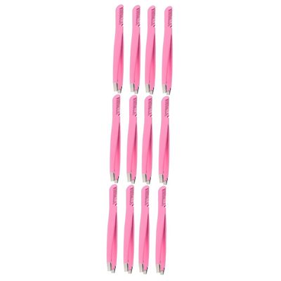 Angoily 12pcs Eyebrow Tweezer Slanted Tip Eyebrow Brush Comb for Makeup Clamps for Grooming for Shaping and Ingrown Hair Removal