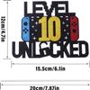10th Birthday Cake Toppers, 10 Cake Topper Happy Birthday Cupcake Topper with Eating Paper Stick Themed Cake Insert Sign 6.1inches Cake Decoration for Birthday Party Cake Supplies10 Years Old view 2