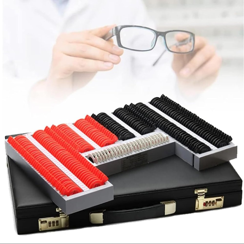 CYMYYDS 232Pcs Optical Trial Lens Set Optometry Kit, Optical Trial Lens Frame, Optometry Box Eye Protection Accessories with Aluminum Case, for Eye Hospital Vision Test