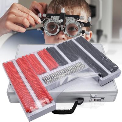 CYMYYDS 266Pcs Optical Lens Optometry Rim Case Kit Set w/Free Optometry Test Trial Frame, Complete Optical Trial Lens Set with Aluminum Storage Box, Ophthalmic Trial Case Lenses