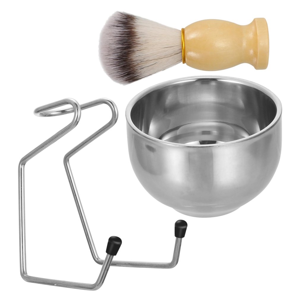 Angoily Stainless Steel Dish Rack for Men Beard Cleaning Including Shaving Bowl Rack Men Beard Brush and Facial Appliance for Shaving Brush Storage