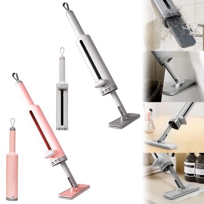 1/2 Universal Mini Mop, Mini Mop, Portable Squeeze Mop, Handheld Mini Mop with Wring Function, Dry and Wet Desktop Cleaning, for Windows, Tiles, Car, Desktop, Floor (Pink & Grey)