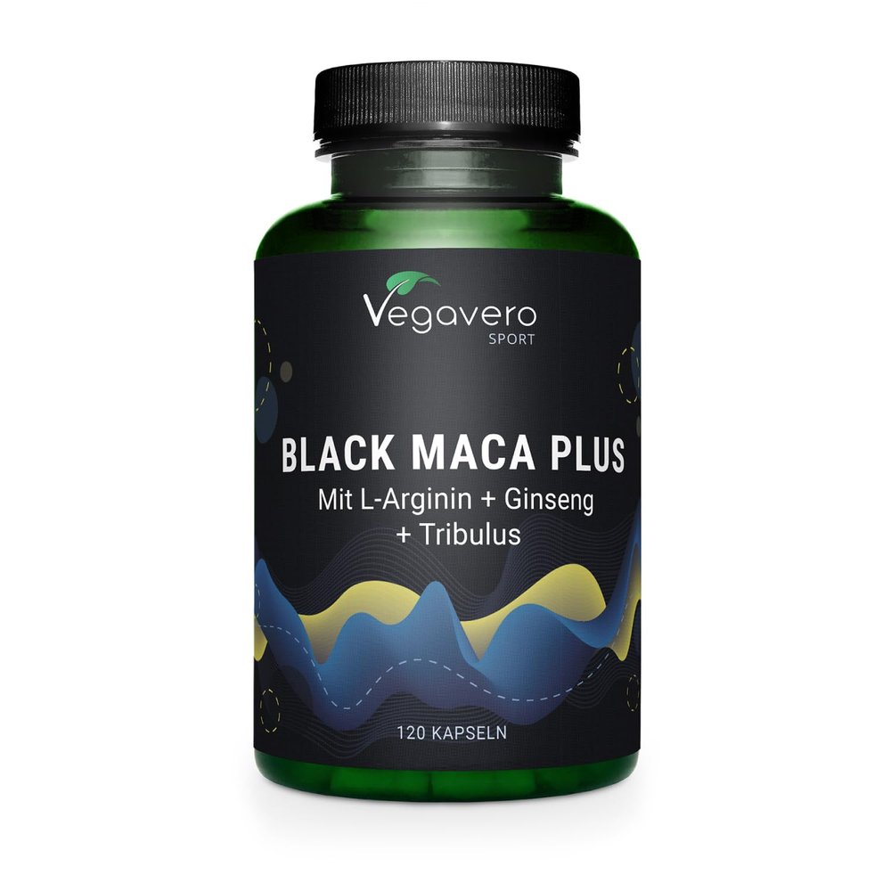 Vegavero Black Maca Root Complex 5000 mg | High Strength with L-Arginine, Panax Ginseng and Tribulus Terrestris | Pre Workout Supplement | Lab-Tested | NO Additives | Vegan