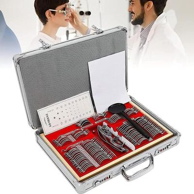 CYMYYDS 104Pcs Optical Trial Lens Set, Optometry Kit Metal Rim Ophthalmic Lenses with Free Trial Frame Eye Protection Accessories, Ophthalmic Trial Case Lenses, Aluminum Suitcase