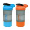 Set of 2 - Protein Shaker Bottle 600ml Leakproof BPA Free Premium Shaker for Protein Shakes Gym/Sports Pre-Workout Drinks with Metal Mix Ball Secure Twist Off Lid Storage Compartment (Blue + Orange) view 1