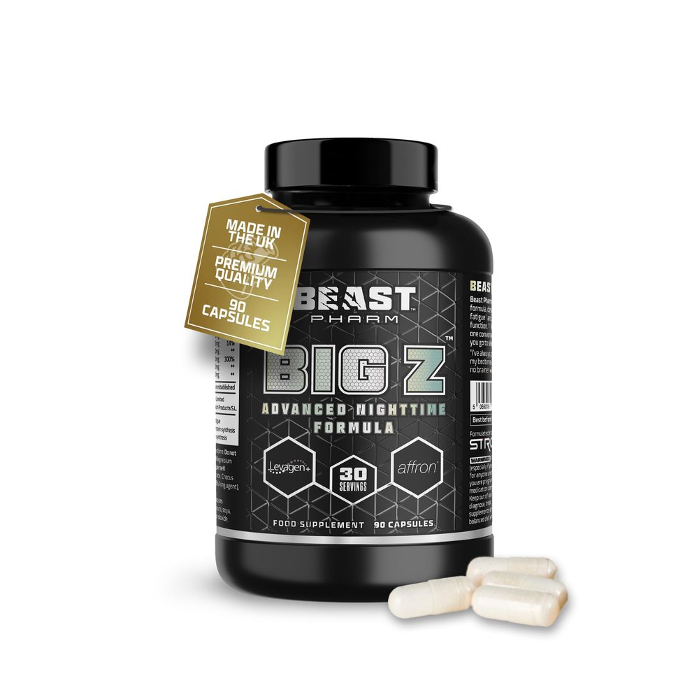Beast Big Z Magnesium for Sleep Support Supplement with Superior Magnesium Bisglycinate & Gluconate Complex Plus Zinc - 30 Servings, 90 Tablets