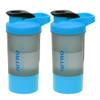 2 x 600ml Protein Shaker Bottle with Twist & Lock Protein Box Storage Metal Mixing Ball Non-Drip Screw Lid Gym Sports Fitness Workout Protein Shaker Bottle BPA Free Leakproof Durable (Blue) view 1