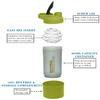 2 x Protein Shaker Bottle 600ml with Leakproof Screw Lid, Steel Mixing Ball & Storage Compartment Gym/Sports Shaker Drink Bottle for Protein Shakes BPA Free Protein Powder Shaker Cup (Green + Green) view 3