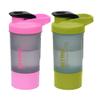 2 x Protein Shaker Bottle 600ml with Leakproof Screw Lid, Steel Mixing Ball & Storage Compartment Gym/Sports Shaker Drink Bottle for Protein Shakes BPA Free Protein Powder Shaker Cup (Pink + Green) view 1