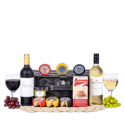 Luxury Cheese and Wine Gift Basket  Gourmet Hamper for Fathers Day, Anniversary, Wedding, Valentines  Elegant Food & Drink Gift for Him or Her