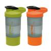 2 x Protein Shaker Bottle 600ml with Leakproof Screw Lid, Steel Mixing Ball & Storage Compartment Gym/Sports Shaker Drink Bottle for Protein Shakes BPA Free Protein Powder Shaker Cup (Orange + Green) view 1