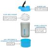 (Set of 2) - Protein Shaker Bottles with Screw Lid, Stainless Steel Mixing Ball or Storage Compartment Plastic Supplement Shaker Bottle for Gym Fitness Running Exercise 600ml - Blue and 700ml - Pink view 3
