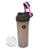 (Set of 2) - Protein Shaker Bottles with Screw Lid, Stainless Steel Mixing Ball or Storage Compartment Plastic Supplement Shaker Bottle for Gym Fitness Running Exercise 600ml - Blue and 700ml - Pink view 4