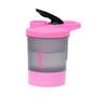 Set of 2 - Protein Shaker Bottles with Screw Lid, Stainless Steel Mixing Ball or Storage Compartment Plastic Supplement Shaker Bottle for Gym Fitness Running Exercise [Pink - 600ml and Blue- 700ml] view 2